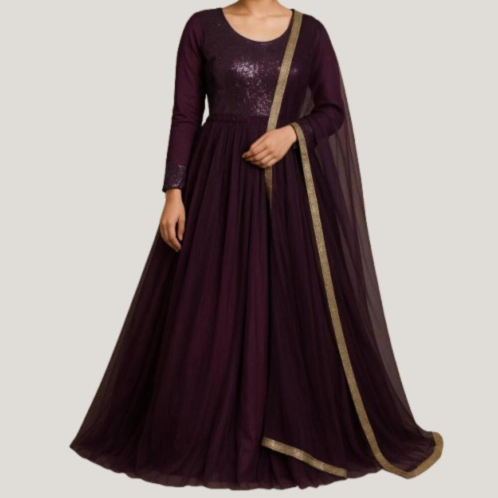 Brand new deep purple Anarkali gown